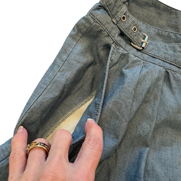 Ralph Lauren High Waist Pleated Chambray Shorts - Size 14-Side buckles-Pockets - Picture 4 of 12